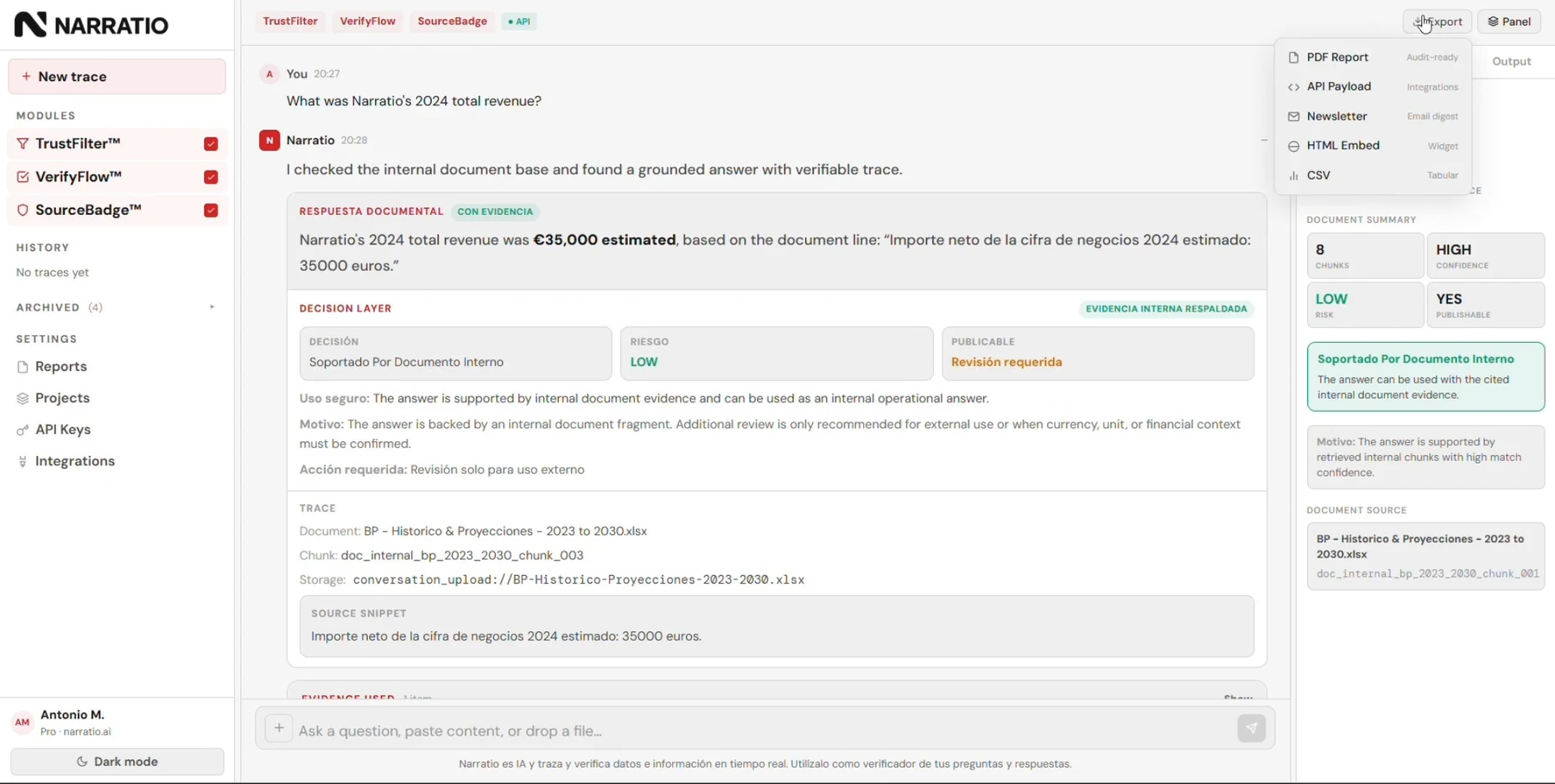 Take verified information into your workflow