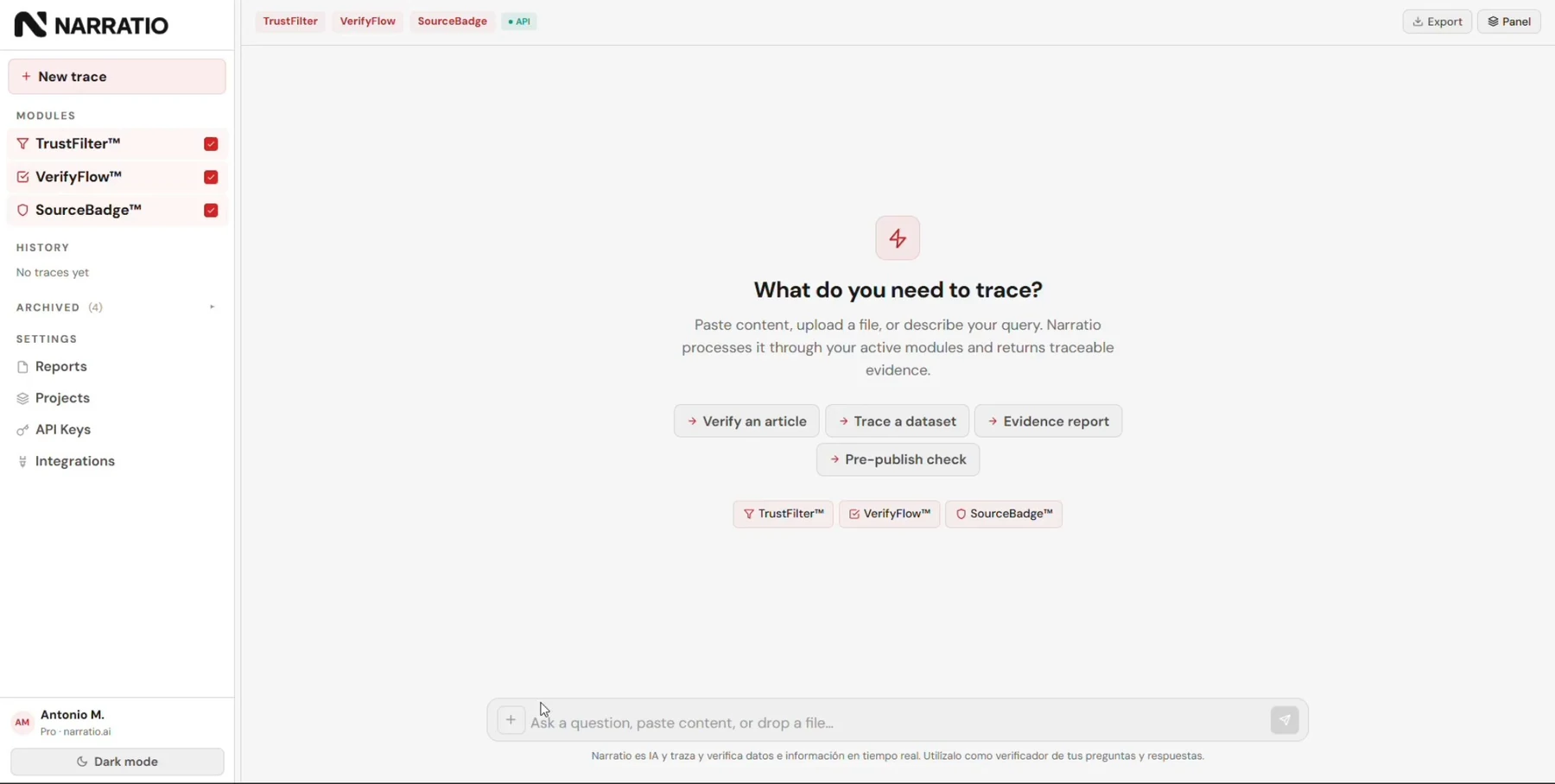 Ask, upload or trace